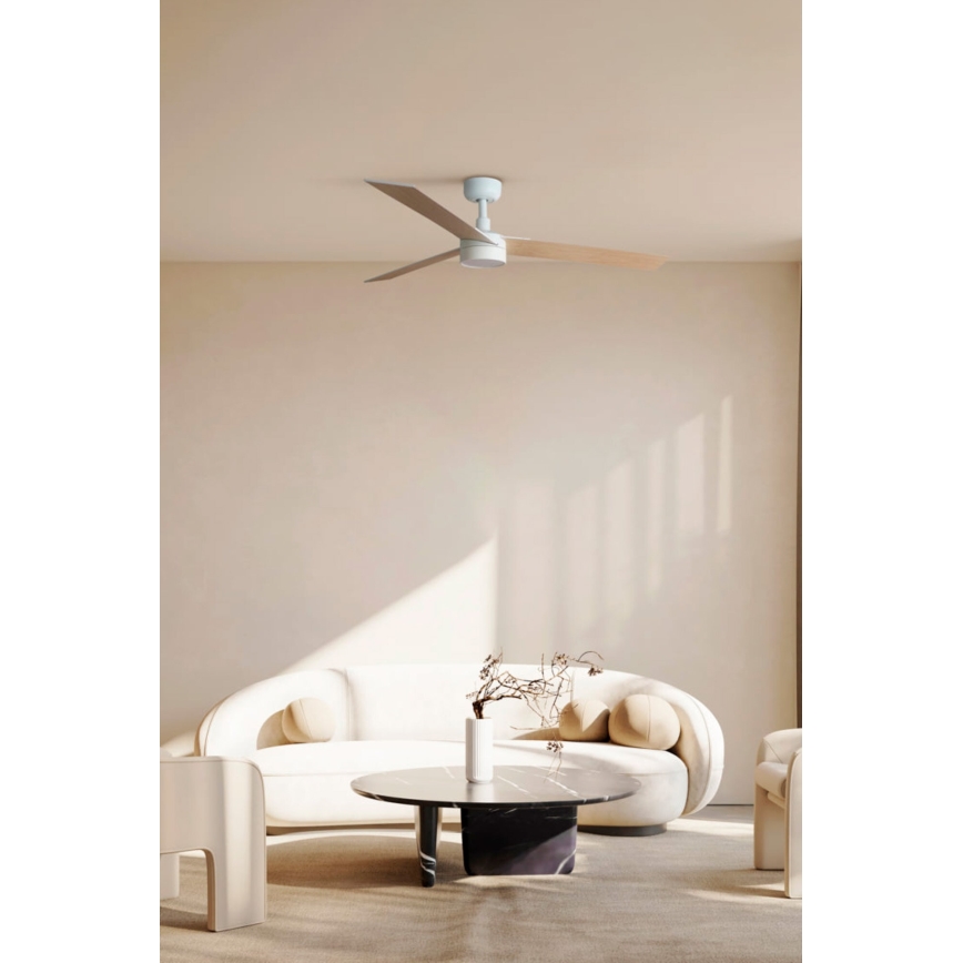 FARO 34297-1TW - LED stmievateľný ventilátor RUDDER L LED/20W/230V 2700/3000/4000K priemer 132 cm + diaľkové ovládanie