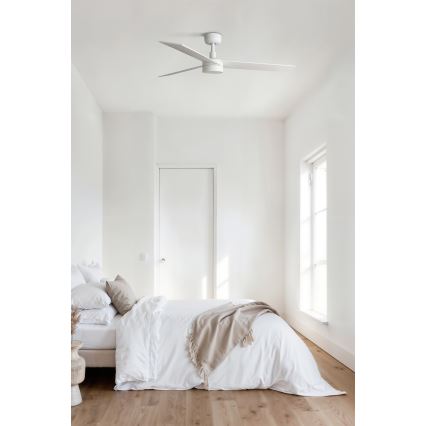 FARO 34297WT-1TW - LED Stmievateľný stropný ventilátor RUDDER L LED/18W/230V 2700/4350/6000K biela pr. 132 cm Wi-Fi Tuya + diaľkové ovládanie