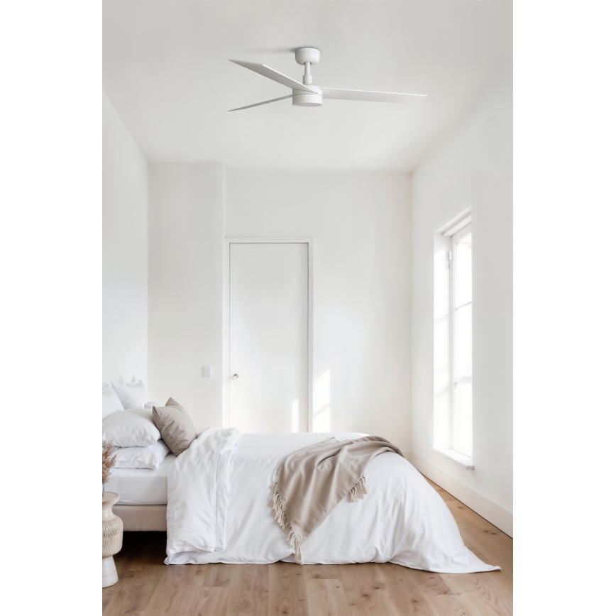 FARO 34297WT-1TW - LED Stmievateľný stropný ventilátor RUDDER L LED/18W/230V 2700/4350/6000K biela pr. 132 cm Wi-Fi Tuya + diaľkové ovládanie