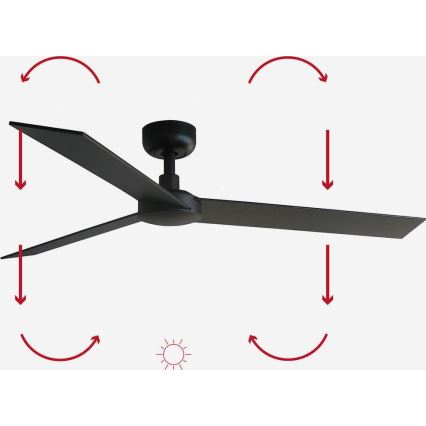 FARO 34298WP - Stropný ventilátor RUDDER L čierna pr. 132 cm SMART + diaľkové ovládanie