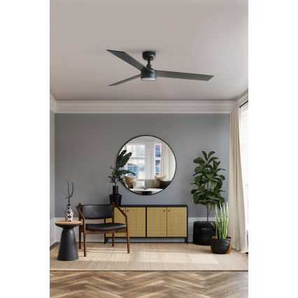 FARO 34298WT-1TW - LED Stmievateľný stropný ventilátor RUDDER L LED/18W/230V 2700/4350/6000K čierna pr. 132 cm Wi-Fi Tuya + diaľkové ovládanie