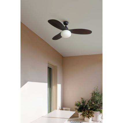 FARO 34301-11L - Stropný ventilátor PALMA 1xE27/15W/230V hnedá pr. 129 cm IP44 + diaľkové ovládanie