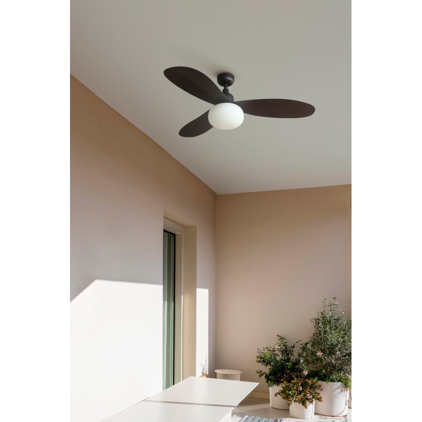 FARO 34301-11L - Stropný ventilátor PALMA 1xE27/15W/230V hnedá pr. 129 cm IP44 + diaľkové ovládanie