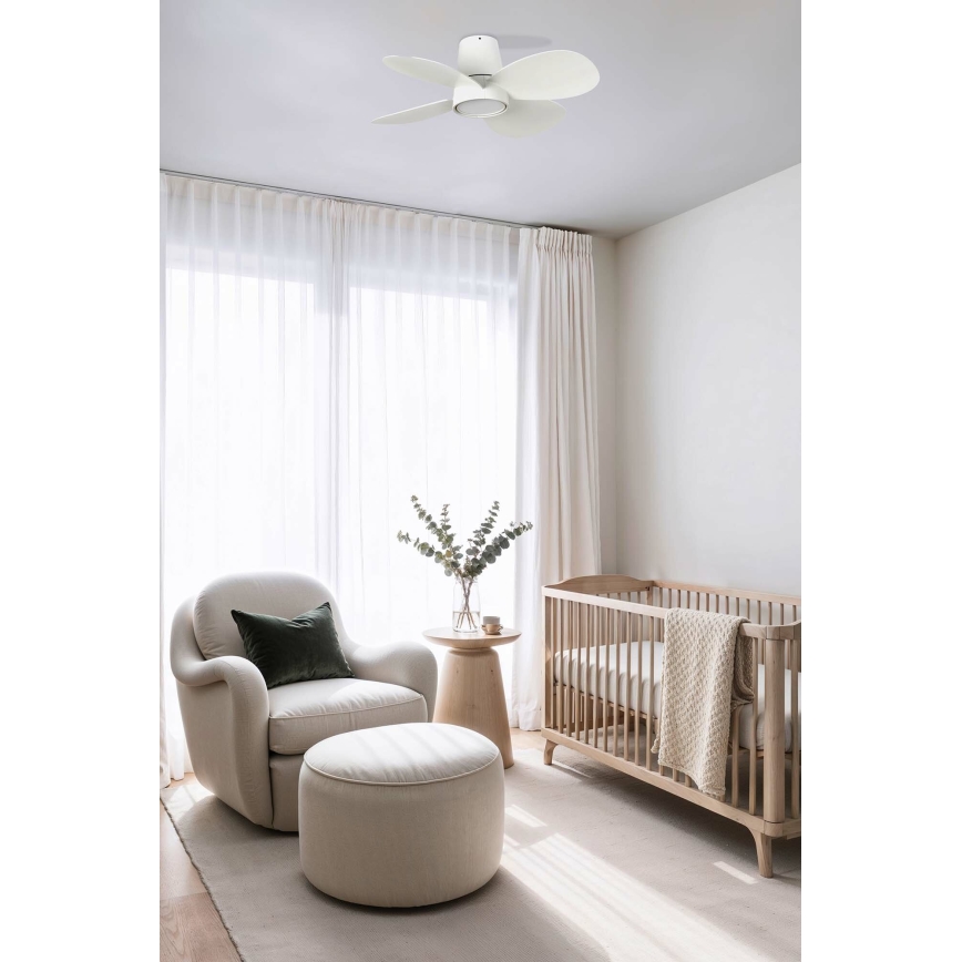 FARO 34315 - LED Stmievateľný stropný ventilátor KLOVER S LED/20W/230V 2700/4000/6500K biela pr. 80 cm + diaľkové ovládanie