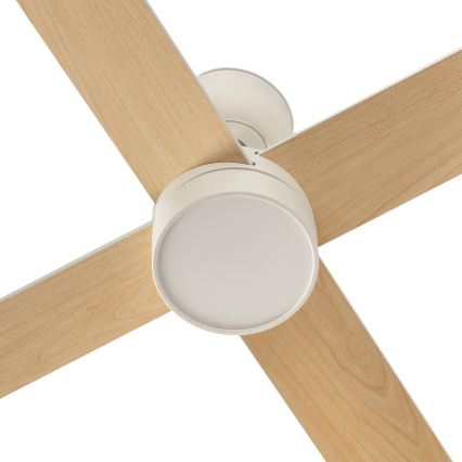 FARO 34355WT-1TW - LED Stmievateľný stropný ventilátor RUDDER L LED/18W/230V 2700/4350/6000K biela/béžová pr. 132 cm Wi-Fi Tuya + diaľkové ovládanie