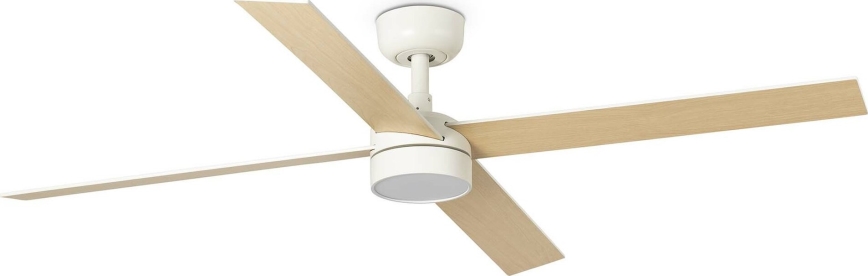 FARO 34355WT-1TW - LED Stmievateľný stropný ventilátor RUDDER L LED/18W/230V 2700/4350/6000K biela/béžová pr. 132 cm Wi-Fi Tuya + diaľkové ovládanie