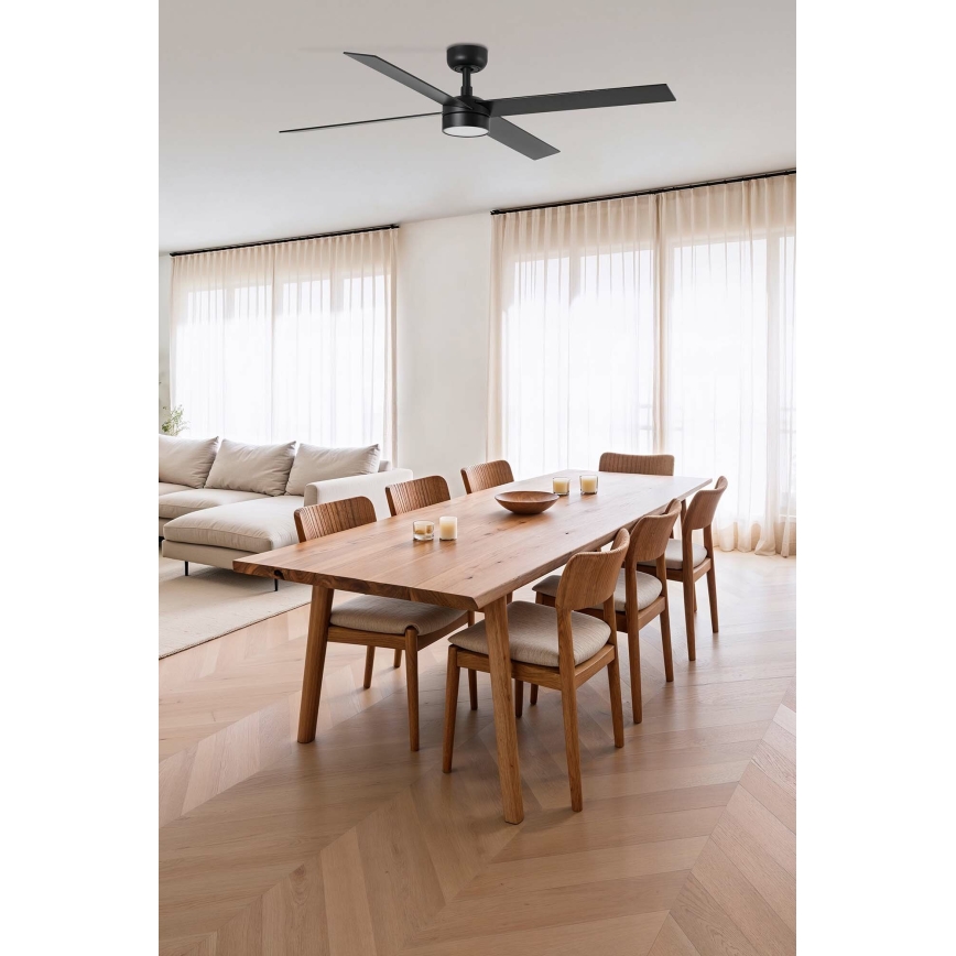 FARO 34356-1TW - LED Stmievateľný stropný ventilátor RUDDER L LED/20W/230V čierna/hnedá pr. 132 cm + diaľkové ovládanie