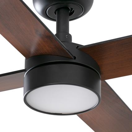 FARO 34356WT-1TW - LED Stmievateľný stropný ventilátor RUDDER L LED/18W/230V 2700/4350/6000K hnedá/čierna pr. 132 cm Wi-Fi Tuya + diaľkové ovládanie