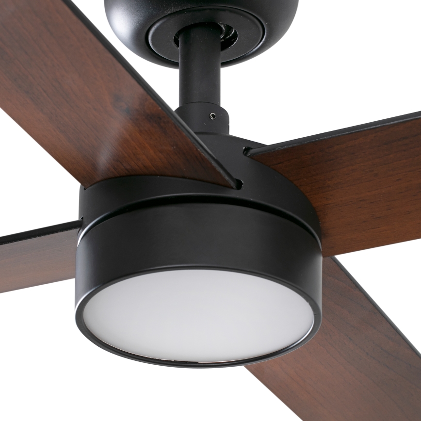 FARO 34356WT-1TW - LED Stmievateľný stropný ventilátor RUDDER L LED/18W/230V 2700/4350/6000K hnedá/čierna pr. 132 cm Wi-Fi Tuya + diaľkové ovládanie