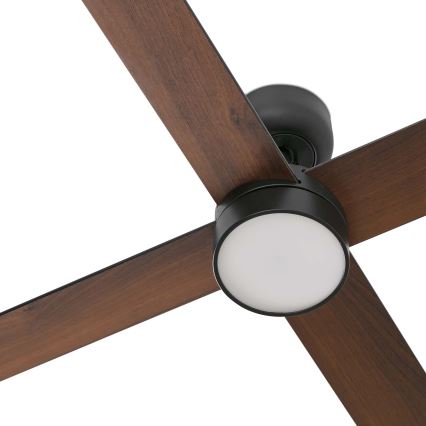 FARO 34356WT-1TW - LED Stmievateľný stropný ventilátor RUDDER L LED/18W/230V 2700/4350/6000K hnedá/čierna pr. 132 cm Wi-Fi Tuya + diaľkové ovládanie