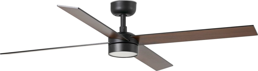 FARO 34356WT-1TW - LED Stmievateľný stropný ventilátor RUDDER L LED/18W/230V 2700/4350/6000K hnedá/čierna pr. 132 cm Wi-Fi Tuya + diaľkové ovládanie
