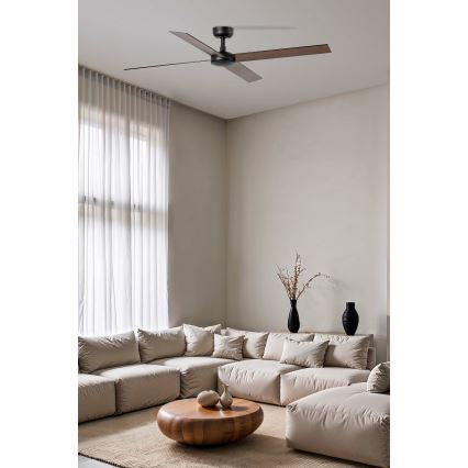 FARO 34356WT - Stropný ventilátor RUDDER L hnedá/čierna pr. 132 cm Wi-Fi Tuya + diaľkové ovládanie