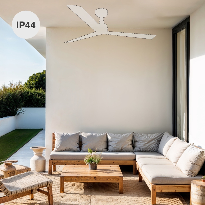 FARO 34360WT-11L - Stropný ventilátor OUTWOOD L 1xE27/15W/230V hnedá/čierna pr. 150 cm Wi-Fi Tuya IP44 + diaľkové ovládanie