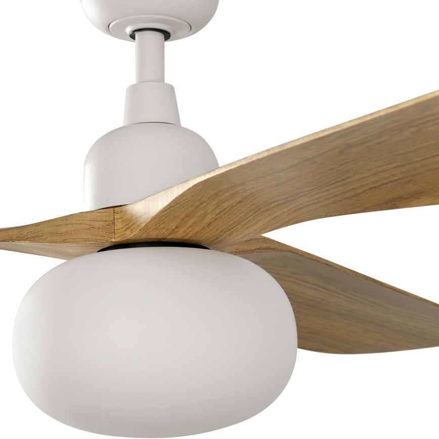 FARO 34361WT-11L - Stropný ventilátor OUTWOOD L 1xE27/15W/230V hnedá/biela pr. 150 cm Wi-Fi Tuya IP44 + diaľkové ovládanie