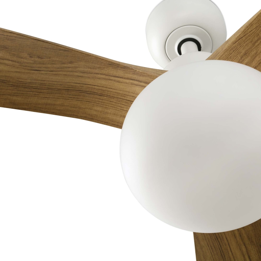FARO 34361WT-11L - Stropný ventilátor OUTWOOD L 1xE27/15W/230V hnedá/biela pr. 150 cm Wi-Fi Tuya IP44 + diaľkové ovládanie