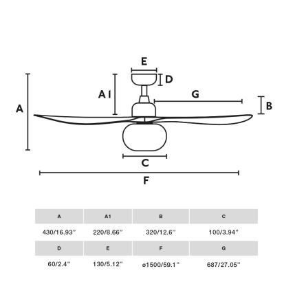 FARO 34361WT-11L - Stropný ventilátor OUTWOOD L 1xE27/15W/230V hnedá/biela pr. 150 cm Wi-Fi Tuya IP44 + diaľkové ovládanie