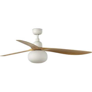 FARO 34361WT-11L - Stropný ventilátor OUTWOOD L 1xE27/15W/230V hnedá/biela pr. 150 cm Wi-Fi Tuya IP44 + diaľkové ovládanie