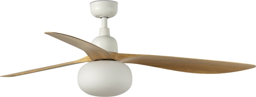 FARO 34361WT-11L - Stropný ventilátor OUTWOOD L 1xE27/15W/230V hnedá/biela pr. 150 cm Wi-Fi Tuya IP44 + diaľkové ovládanie