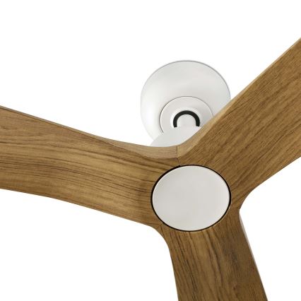 FARO 34361WT - Stropný ventilátor OUTWOOD L hnedá/biela pr. 150 cm Wi-Fi Tuya IP44 + diaľkové ovládanie