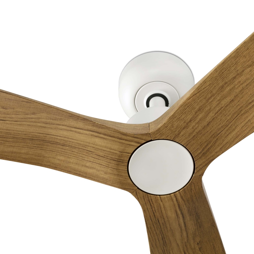 FARO 34361WT - Stropný ventilátor OUTWOOD L hnedá/biela priemer 150 cm Wi-Fi Tuya IP44 + diaľkové ovládanie