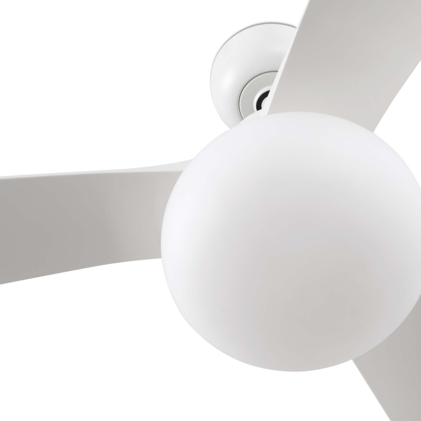 FARO 34363WT-11L - Stropný ventilátor OUTWOOD L 1xE27/15W/230V biela pr. 150 cm Wi-Fi Tuya IP44 + diaľkové ovládanie