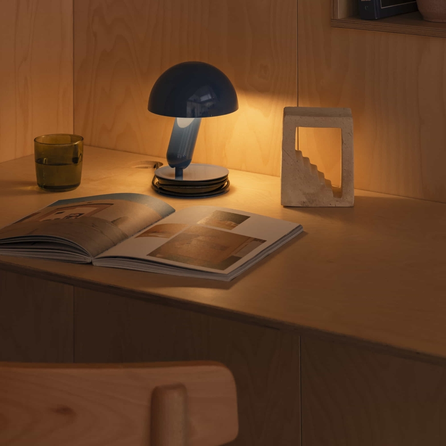 FARO 56102 - Stolná lampa s klipom 2v1 BELA 1xE27/15W/230V modrá