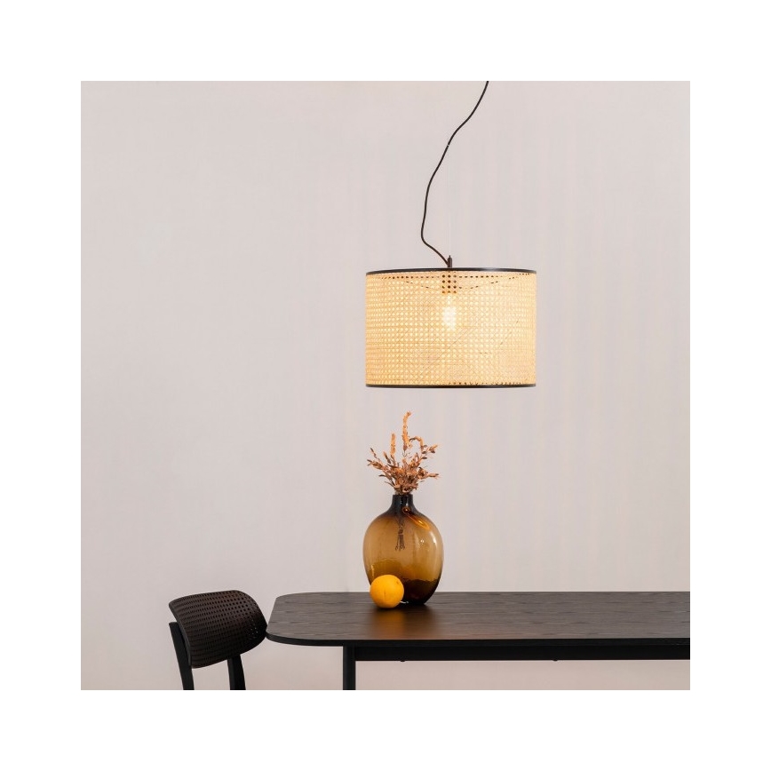FARO 64314-48 - Luster na lanku MAMBO 1xE27/15W/230V ratan/čierna