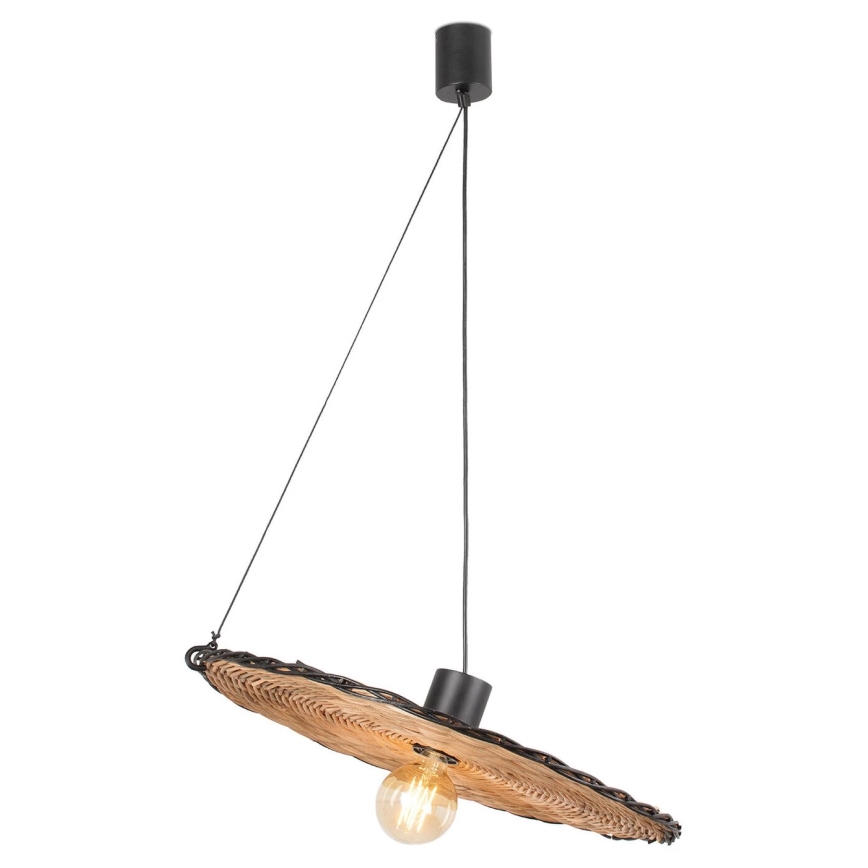 FARO 68590-69 - Luster na lanku COSTAS 1xE27/15W/230V pr. 60 cm čierna/ratan