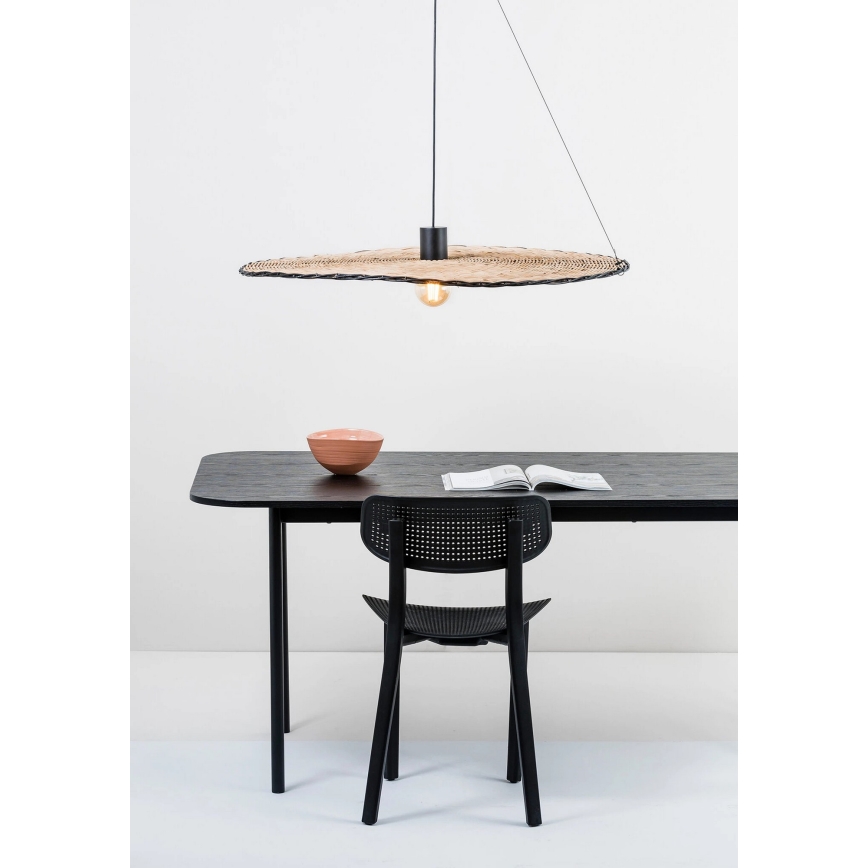 FARO 68590-70 - Luster na lanku COSTAS 1xE27/15W/230V pr. 100 cm čierna/ratan