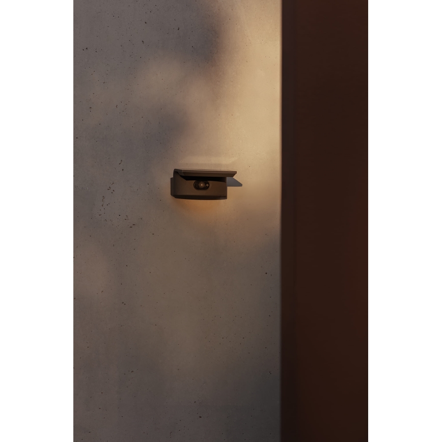 FARO 74456 - LED solárne nástenné svietidlo so senzorom LUMA LED/5W/3,7/230V IP65 antracit