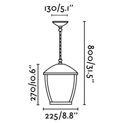 FARO 75002 - Vonkajší luster na reťazi WILMA 1xE27/100W/230V IP44