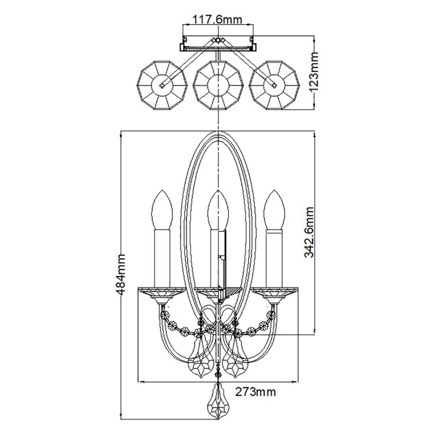 Feiss - Nástenné svietidlo VALENTINA 3xE14/60W/230V mosadz