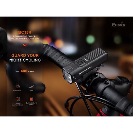 Fenix BC15R - LED Stmievateľné nabíjacie svietidlo na bicykel LED/USB IP66 400 lm 31,5 h 2600 mAh