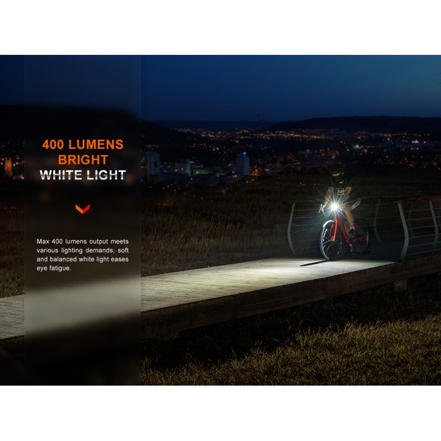 Fenix BC15R - LED Stmievateľné nabíjacie svietidlo na bicykel LED/USB IP66 400 lm 31,5 h 2600 mAh