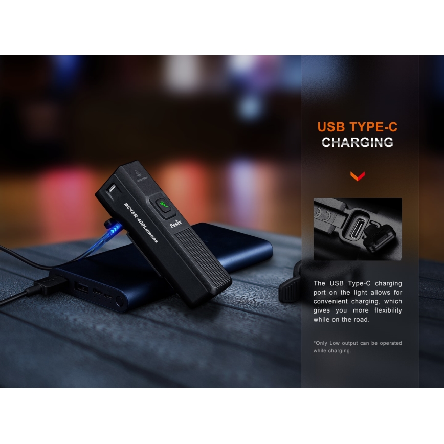 Fenix BC15R - LED Stmievateľné nabíjacie svietidlo na bicykel LED/USB IP66 400 lm 31,5 h 2600 mAh