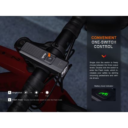 Fenix BC15R - LED Stmievateľné nabíjacie svietidlo na bicykel LED/USB IP66 400 lm 31,5 h 2600 mAh