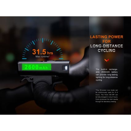Fenix BC15R - LED Stmievateľné nabíjacie svietidlo na bicykel LED/USB IP66 400 lm 31,5 h 2600 mAh