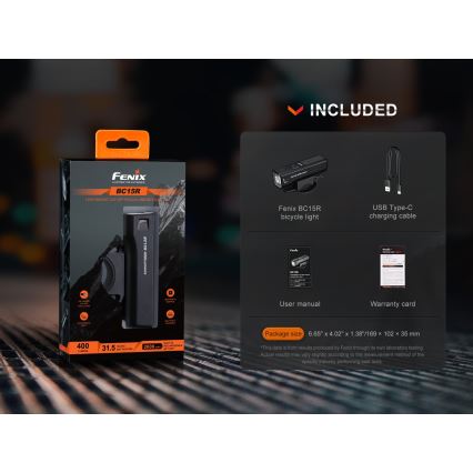 Fenix BC15R - LED Stmievateľné nabíjacie svietidlo na bicykel LED/USB IP66 400 lm 31,5 h 2600 mAh