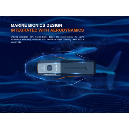 Fenix BC22R - stmievateľné LED nabíjateľné svietidlo na bicykel LED/USB 3400 mAh IP66 1400 lm 41 h čierna