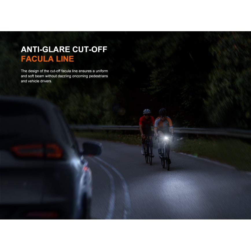 Fenix BC22R - stmievateľné LED nabíjateľné svietidlo na bicykel LED/USB 3400 mAh IP66 1400 lm 41 h čierna