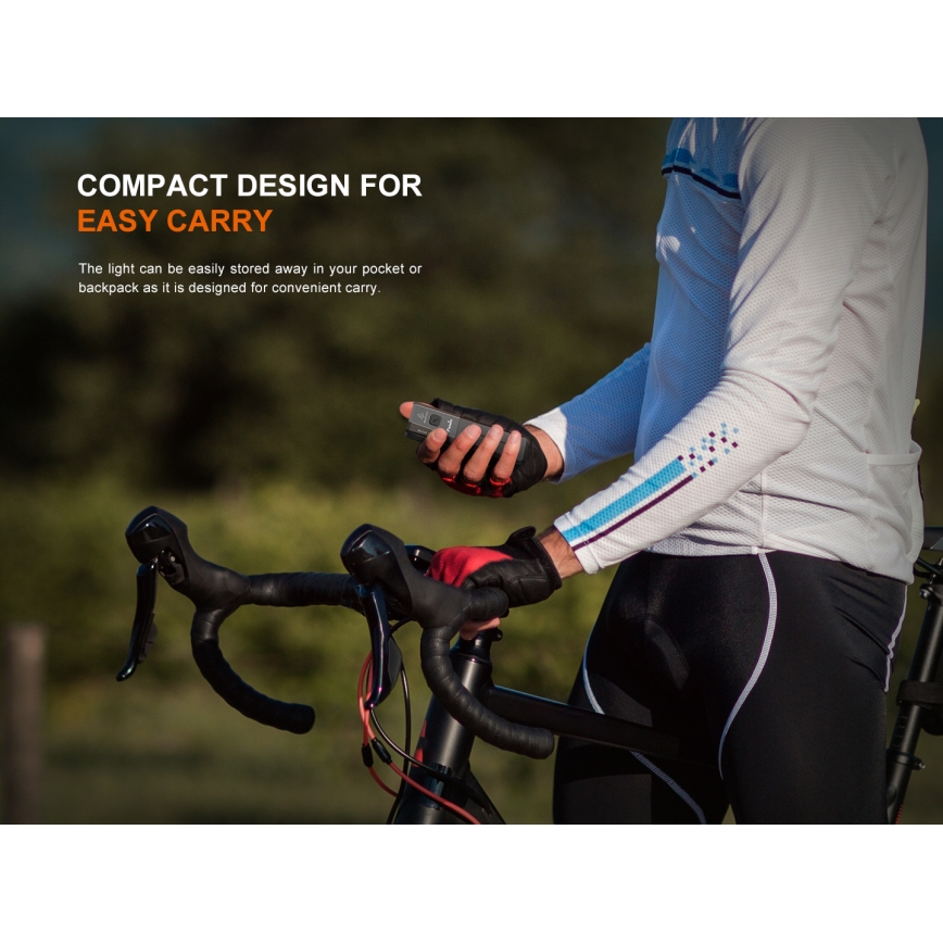 Fenix BC22R - stmievateľné LED nabíjateľné svietidlo na bicykel LED/USB 3400 mAh IP66 1400 lm 41 h čierna