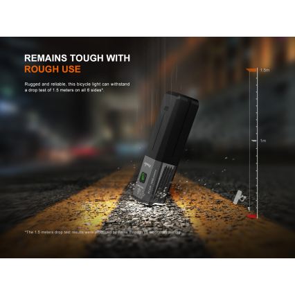 Fenix BC22R - stmievateľné LED nabíjateľné svietidlo na bicykel LED/USB 3400 mAh IP66 1400 lm 41 h čierna