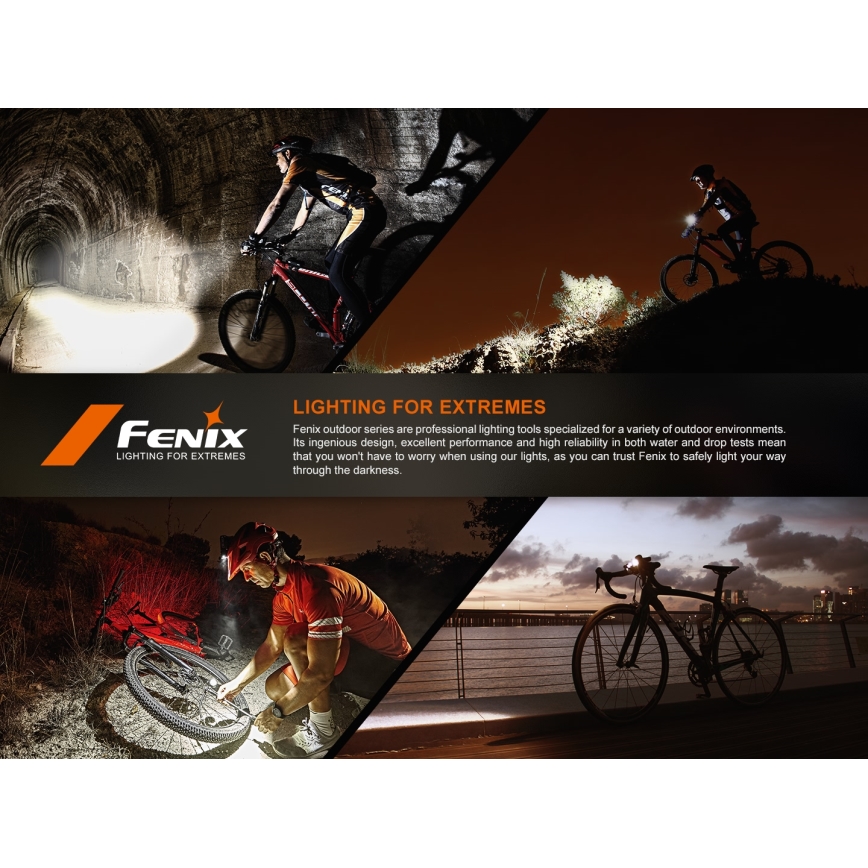 Fenix BC22R - stmievateľné LED nabíjateľné svietidlo na bicykel LED/USB 3400 mAh IP66 1400 lm 41 h čierna