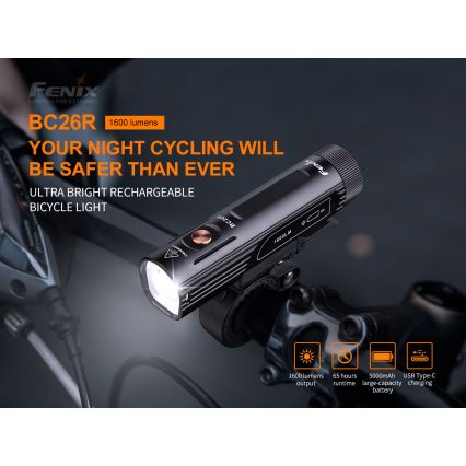 Fenix BC26R - LED Nabíjacie svetlo na bicykel LED/USB IP68 1600 lm 65 h