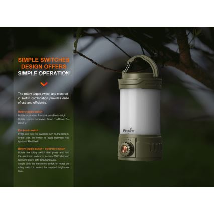 Fenix CL26RPROCAM - LED Stmievateľná prenosná nabíjacia lampa LED/USB IP66 650 lm 408 h 5000 mAh šedá