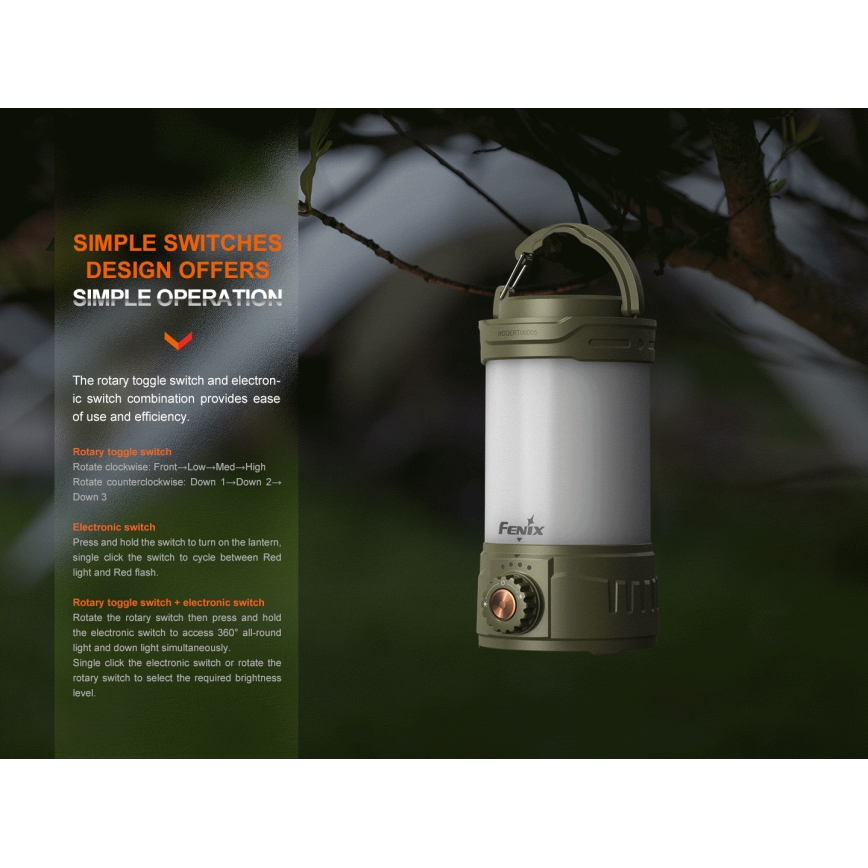Fenix CL26RPROCAM - LED Stmievateľná prenosná nabíjacia lampa LED/USB IP66 650 lm 408 h 5000 mAh šedá
