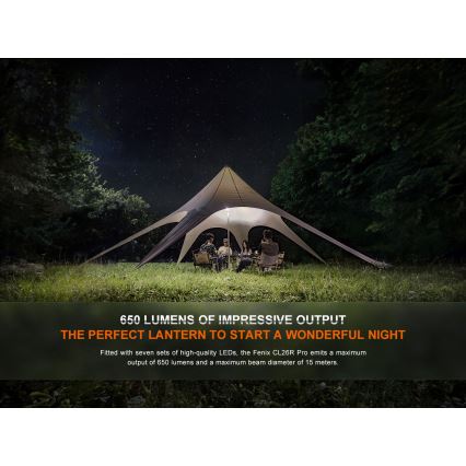 Fenix CL26RPROOLI - LED Stmievateľná prenosná nabíjacia lampa LED/USB IP66 650 lm 408 h 5000 mAh zelená