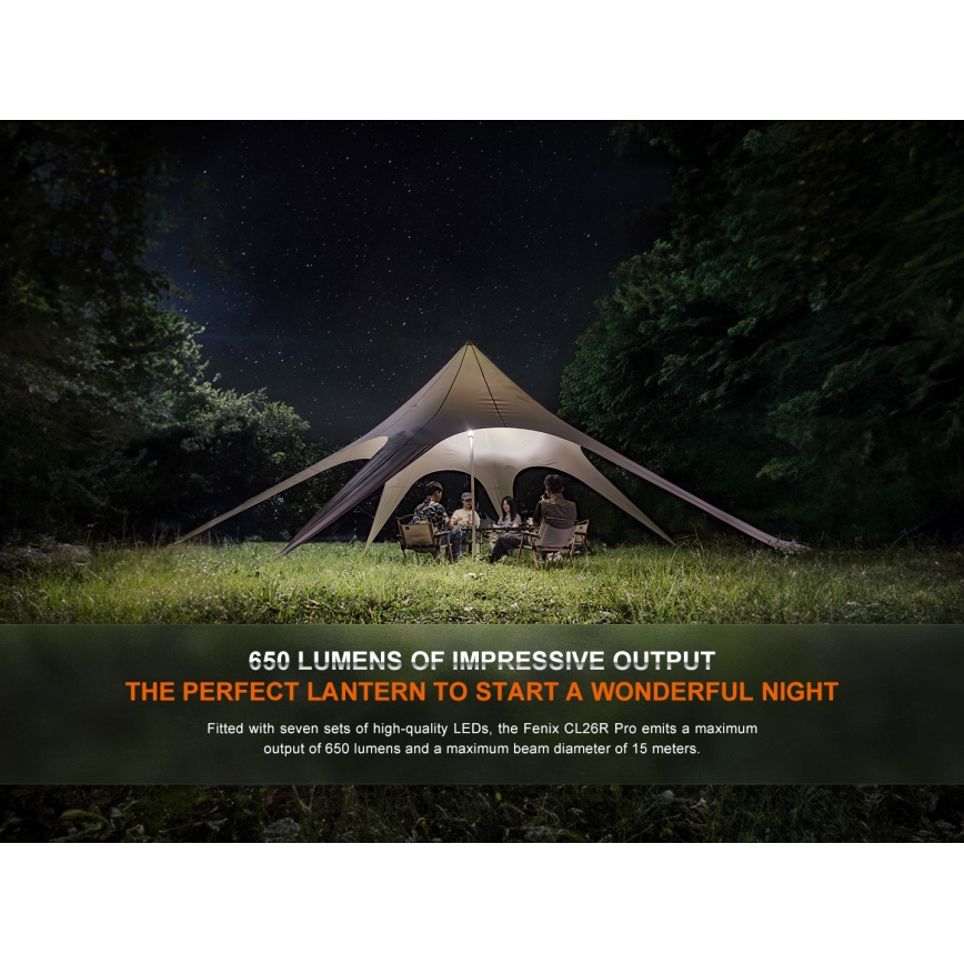 Fenix CL26RPROOLI - LED Stmievateľná prenosná nabíjacia lampa LED/USB IP66 650 lm 408 h 5000 mAh zelená