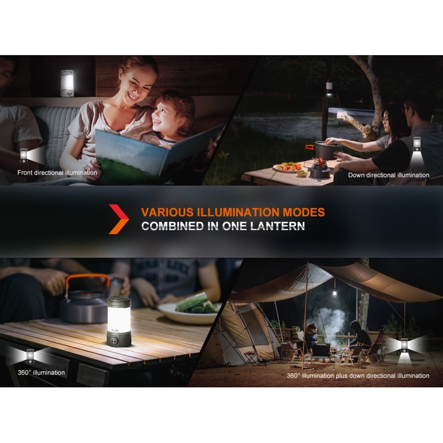 Fenix CL26RPROOLI - LED Stmievateľná prenosná nabíjacia lampa LED/USB IP66 650 lm 408 h 5000 mAh zelená
