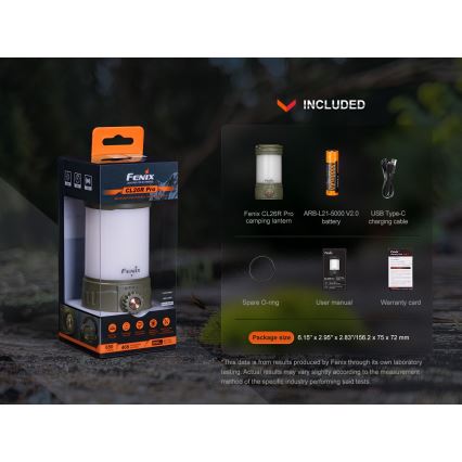 Fenix CL26RPROOLI - LED Stmievateľná prenosná nabíjacia lampa LED/USB IP66 650 lm 408 h 5000 mAh zelená